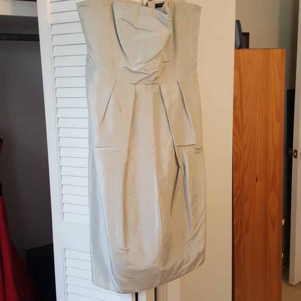 Strapless JCREW silver dress with pockets